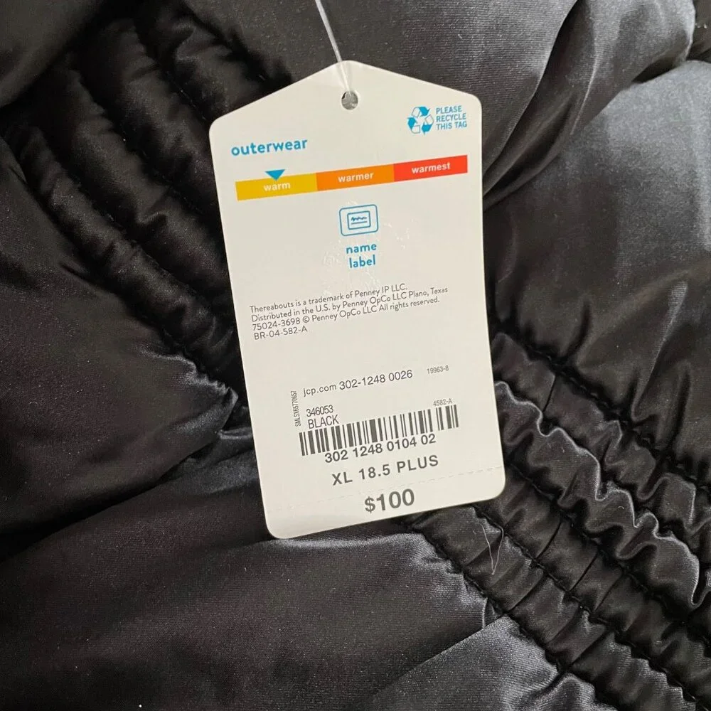 ThereAbouts Outerwear - Black Puffer Coat - Girls XL - NWT - Picture 11 of 12